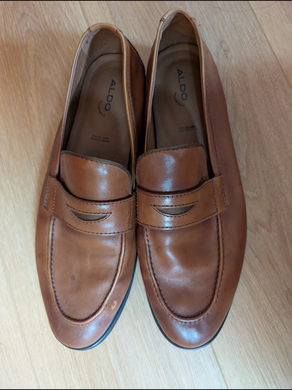 ALDO Brown Leather Penny Loafers